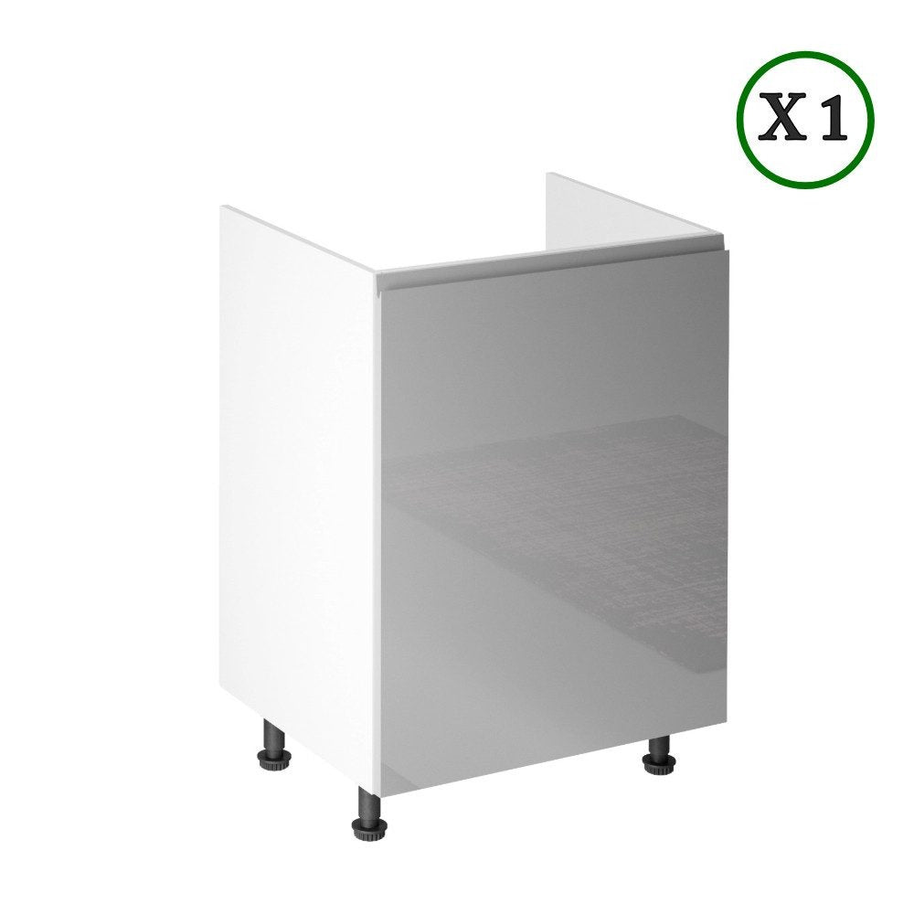 Winkelküche - L-Form Aspen - Grau (Hochglanz) - K31n2-G300×240 cm - ROYAL24_MARKT