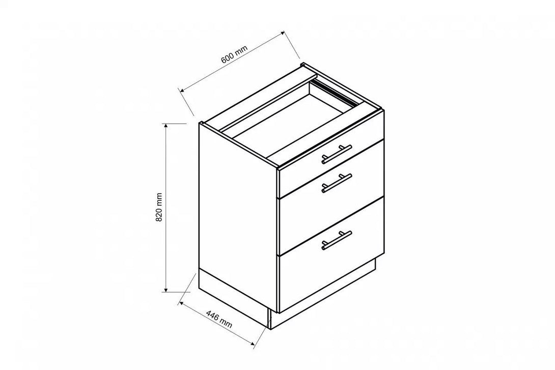 Unterschrank 60 cm - Mina - Eleganter Unterschrank mit Schubladen. - ROYAL24_MARKT