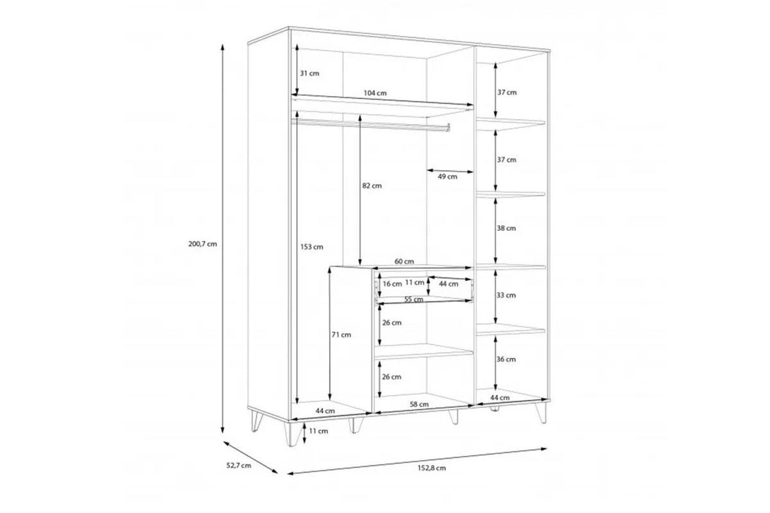 Kleiderschrank - Lya - Eleganter Kleiderschrank im minimalistischen Design. - ROYAL24_MARKT