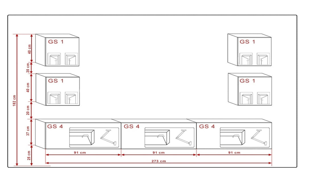 Wohnwand Wohnwand Zeitgemäßes Design in Premium-Qualität - Komplett Set, 7-St